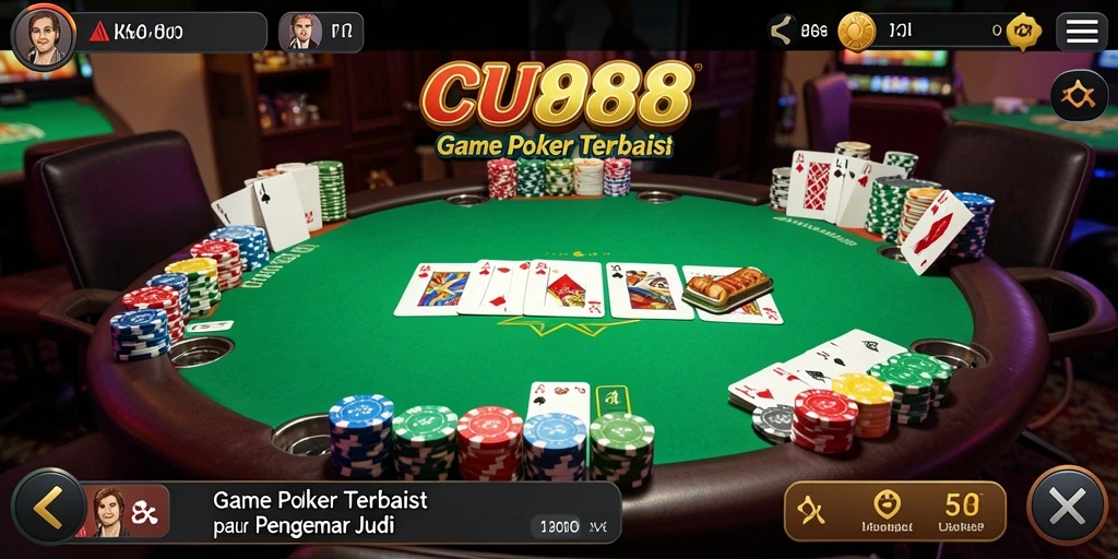 Screenshot utama CU888 menampilkan aksi seru permainan Poker.