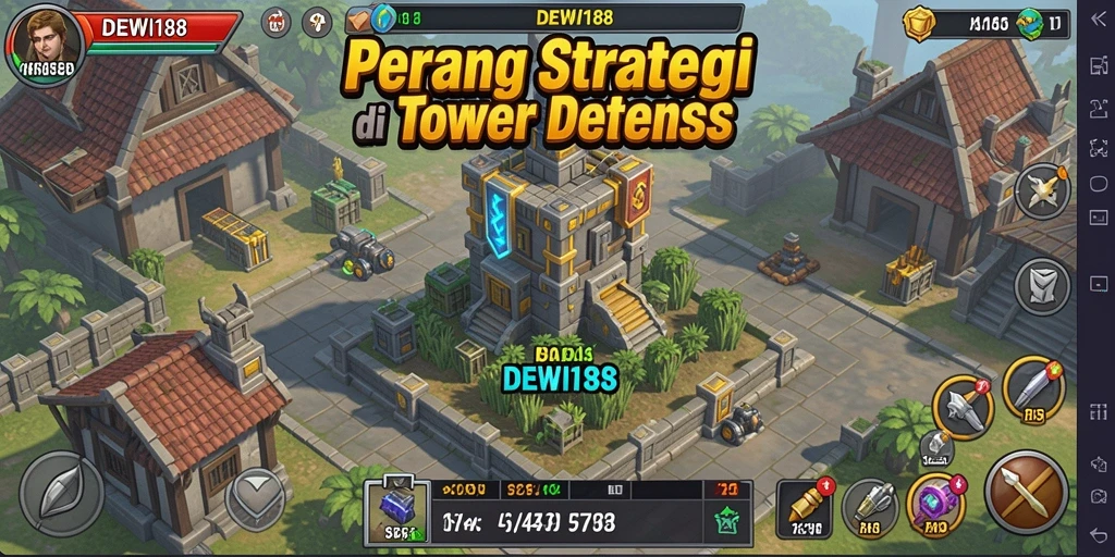 Tampilan gameplay menegangkan dalam DEWI188 Tower Defense.