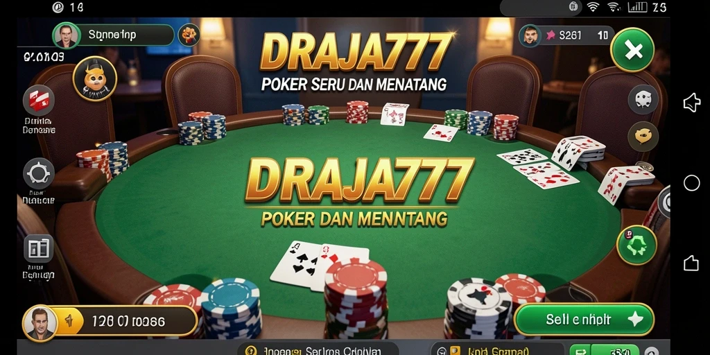 Tampilan gameplay DRAJA777 dengan aksi poker yang menegangkan.
