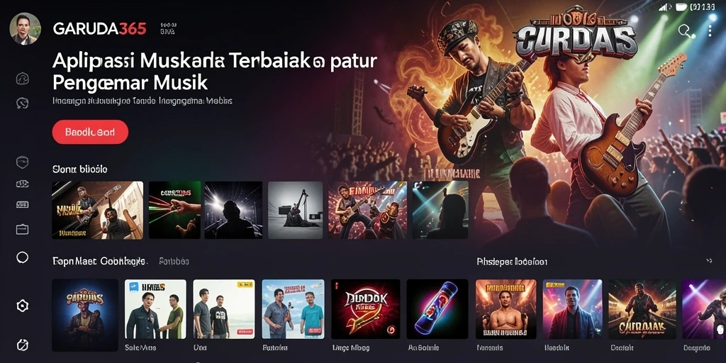 Tampilan skrinsut GARUDA365 dengan berbagai pilihan lagu.