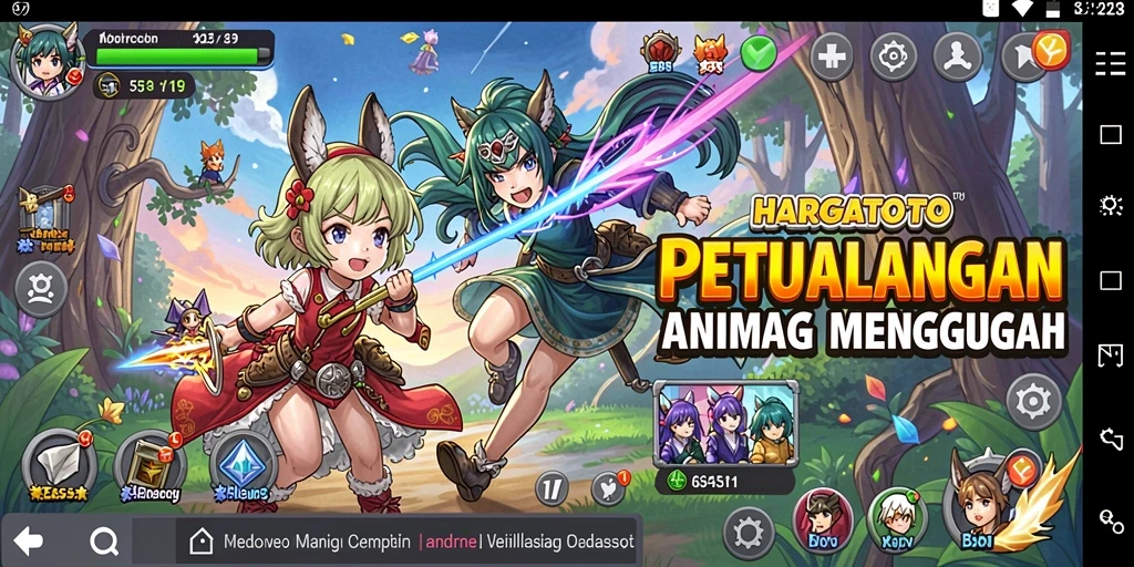 Tampilan gameplay HARGATOTO yang menampilkan aksi seru karakter Anime.