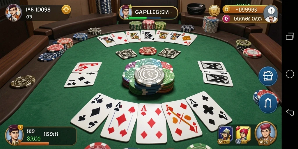Screenshot gameplay ID098 menampilkan keseruan bermain Gaple.