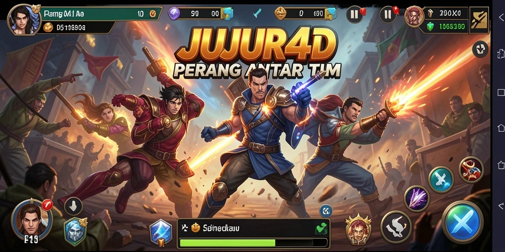 Screenshot JUJUR4D menampilkan aksi tembak-tembakan seru di arena FPS.