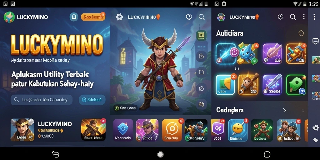 Tampilan utama LUCKYMINO dengan berbagai fitur pengerjaan tugas.