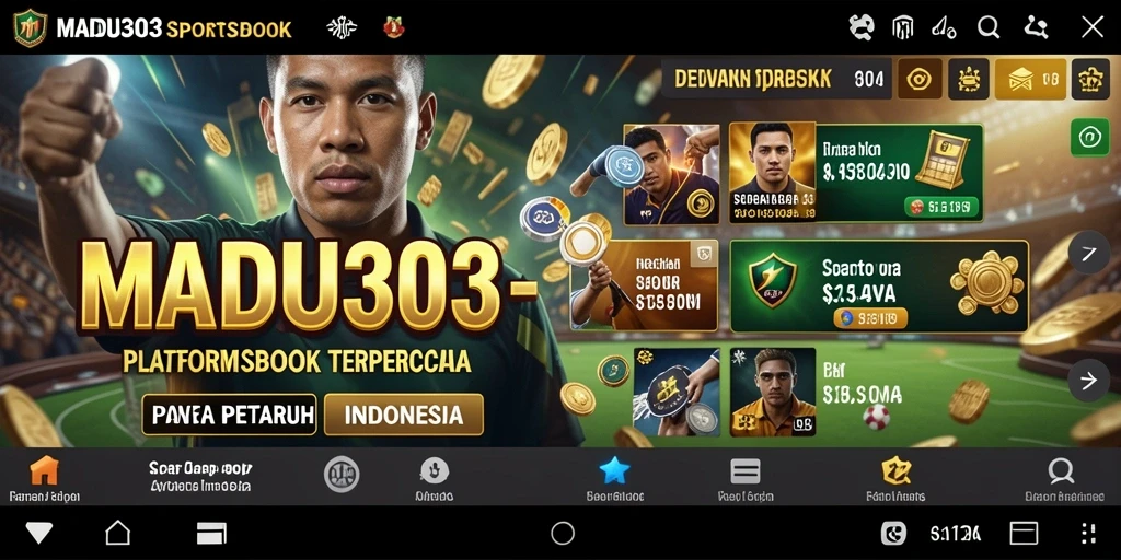 Screenshot gameplay MADU303 menampilkan antarmuka sportsbook yang interaktif.
