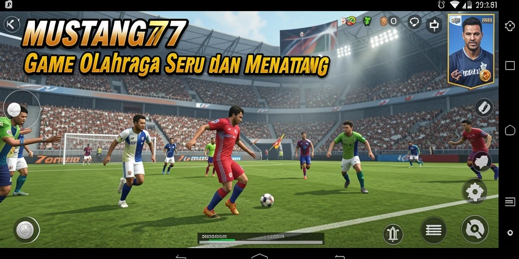Screenshot menunjukkan aksi seru dalam permainan olahraga MUSTANG77.