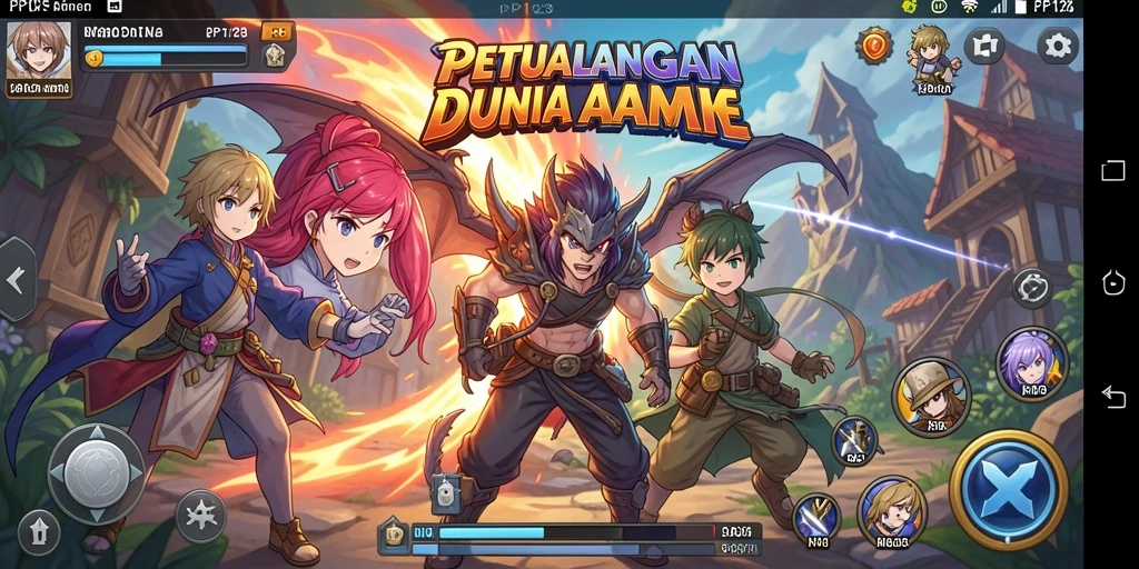 Tampilan gameplay PP123 yang penuh aksi dan karakter anime favorit.