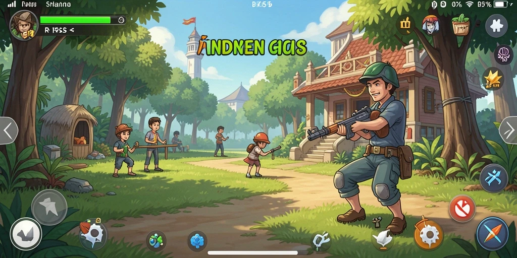 Tampilan gameplay RP55 yang ceria dan interaktif.