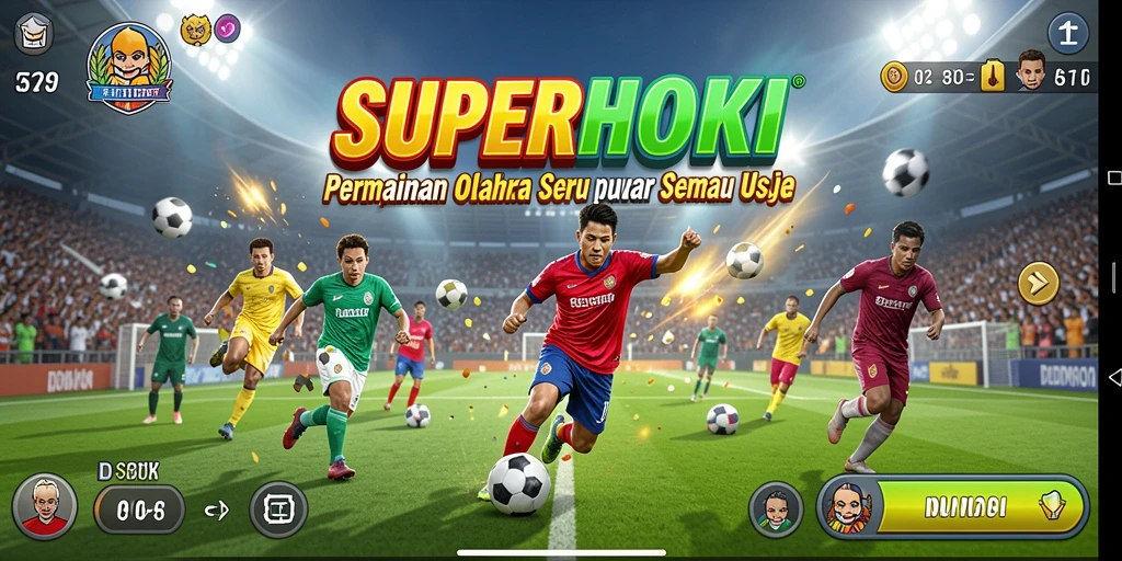 Tangkapan layar SUPERHOKI dengan aksi gameplay olahraga yang seru.