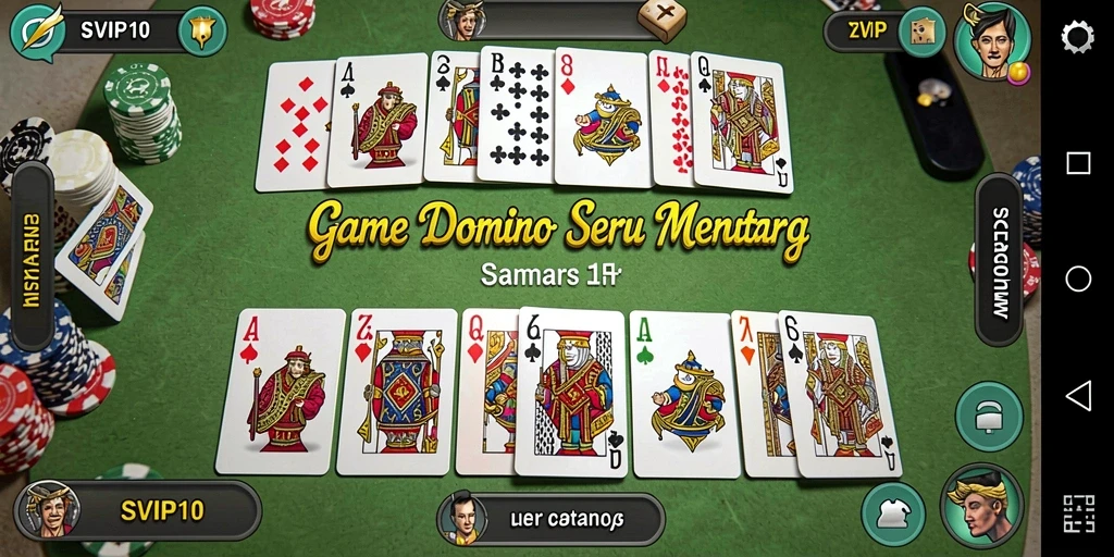 Screenshot gameplay SVIP10 yang menunjukkan pertandingan Domino yang mendebarkan.